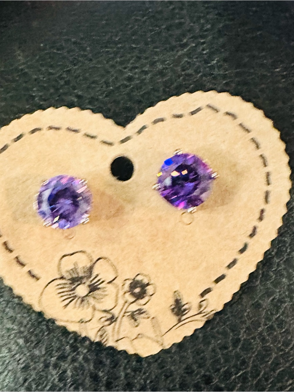 Amethyst Crystal Stud Earrings - Women’s Purple Jewelry